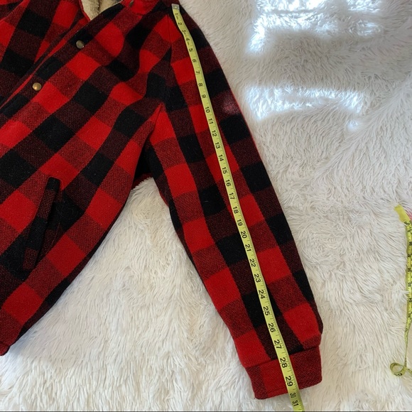 Damart Buffalo Plaid Red & Black Heavy Wool Jacket Size Large - Picture 12 of 13